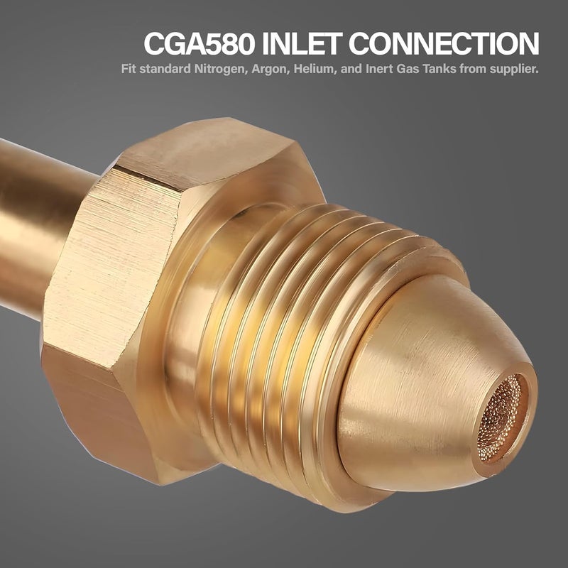Tutor Auto Nitrogen Regulator with 0-800 PSI Delivery Pressure, 60" Hose CGA580 Inlet Connection and 1/4'' Male Flare Outlet Connection - Image 3